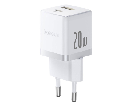 Ładowarka i akumulator BASEUS Palm Fast Charger 20W USB-C USB-A Moon White